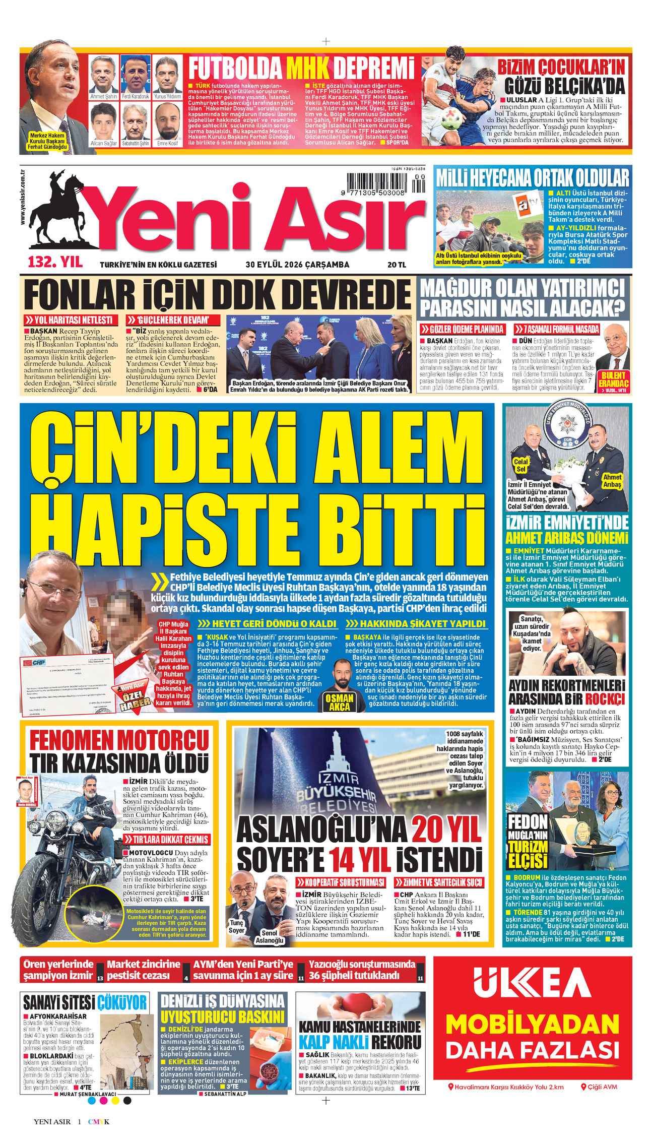 Yeni Asır Gazetesi 30.09.2026 Manşeti